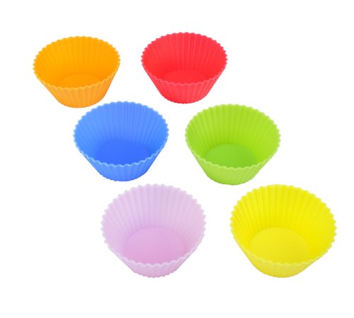 Six 6 Pack of Reusable Silicone Bakeware Molds, Baking Cups