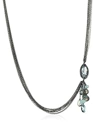 Dana Kellin Fabulous Dramatic Aqua Quartz Side Tassel with Chain Swag Necklace
