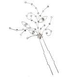 Acosta - Large Silver Crystal Floral Hair Pin / Slide