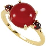 14K Yellow Gold Carnelian and Mozambique Garnet Ring