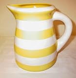 Ronnie's Terramoto Ceramic, Medium Pitcher 1.5 Quart, Sunflower Yellow Wide Stripes