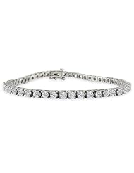 9 inch 3.85 Carat Diamond Tennis Bracelet set in 14K White Gold