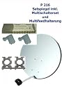 P216 Sat Spiegel Stahl 80 beige Set Multischalter 2 LNBs