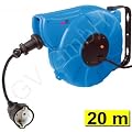 Automatischer 20 + 2 METER hochwertiger IP44 PROFI Federzug KABELAUFROLLER mit WANDHALTER Gummistromkabel H07RN-F 3G Kabelabroller Werkstattkabelroller 20m automatik Kabeltrommel Stromkabelhaspel Kabelhaspel 230V Werkstatt Haspel m Stecker u Kupplung