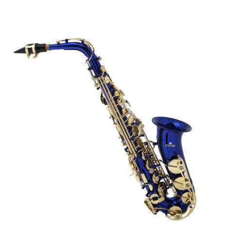 Cecilio 2Series Blue Lacquer w/ Gold Accents Alto Saxophone w/ Carrying Case and Accessories