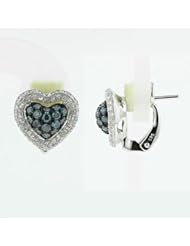 14K White Gold 0.97cttw Round Round Brilliant Black and White Diamond Earrings