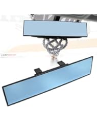 Automotive Parts and Accessories: iJDMTOY? Universal Fit JDM 300mm 12" Wide Anti-Glare Blue Tint Flat Clip On Rear View Mirror For Car SUV Van Truck, etc - iJDMTOY Auto Accessories