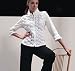 Samuel Dong Apparel 3/4 Sleeve, White Button Front, Ruffled Collar & Sleeves - Pucker...