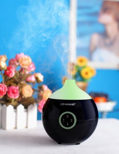 Ultransmit Aroma Dot Diffuser Aromatherapy Air Purifier Essential Oil Diffuser Ultrasonic Air Humidifier with Night Light (Black)