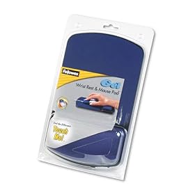 Fellowes Gel Mouse Pad W Wrist Rest, 6-1 4 X 10-1 8, Sapphire Blk, Jewel Tones by Fellowes