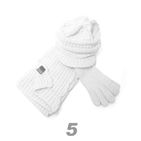 Women All in One Winter 3 PC Scarf, Glove and Hat Set
