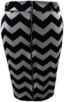 Hot Gal Women's Plus Size Printed Stretchy Bodycon Pencil Evening Midi Skirt (1X, Black/Taupe)