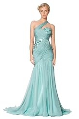 Chiffon/Polyester One Shoulder  Beaded Evening Dress/Prom Dress/Party Dress  With Ruffles
