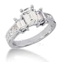 14K White Gold Engagement Ring - 1.55CT Emerald Cut Diamond Ring(H-I Color, I1 Clarity), All Sizes Available