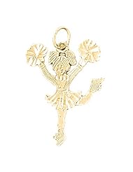 Gold-Plated 925 Sterling Silver Cheerleader Pendant