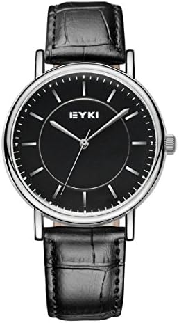 Fashion Couple Watch Chronograph Quartz Sport Leather Strap Band Wrist Watch(black)