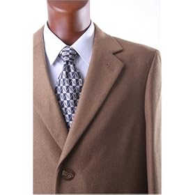 Mens Single Breasted Camel Luxury Wool Full Length Topcoat