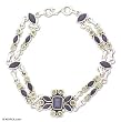 Iolite and peridot bracelet, 'Moonlit Bouquet'