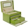 Jewelry Box Genuine Leather Lime Green Large With Travel Case by Tech Swiss