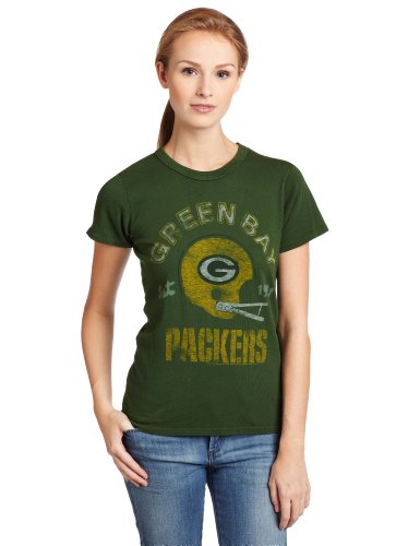NFL Women's Green Bay Packers Heather Vintage Short Sleeve Crew (Hunter, Large)