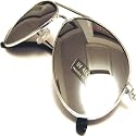Silver Mirrored Aviator Sunglasses with Fully Reflective Lenses Men's and Women's Fashion