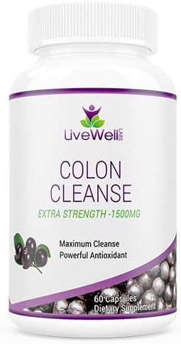 Livewell Labs 100% Natural Colon Cleanse. Proven Formula with Powerful Antioxidants. Detox, Energize, and Cleanse! 100% Risk-Free One Year Guarantee