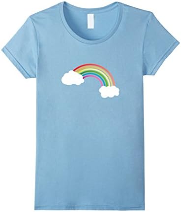 Women's Vintage 80s rainbow shirt retro rainbows tshirt 1980s kids Small Baby Blue