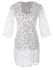 V-neck Long Sleeves Cutout Sheer Applique Midi Dress 