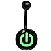 Body Candy Glow in the Dark Power Button Belly Button Ring 14G Surgical Steel Body Jewelry