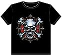 Black Skull and Crossbones with Barbwire T-Shirt