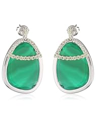 Sterling Silver Green Agate and Peridot Dangle Earrings