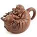 Brown Laughing Buddha Chinese Yixing Clay Tea Pot 21 ounces