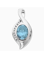 14K White Gold Oval Cut Aquamarine Pendant -- LIFETIME WARRANTY