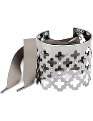 ELLE Jewelry Sterling Silver Gunmetal Cubic Zirconia with Satin Tie Cuff Bracelet, 7"