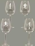 Individually Hand Etched Wine Tasting White Wine Glass 9" Set / 4