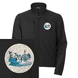 Artsmith, Inc. Men’s Embroidered Jacket Christmas Snow Men Mailing Santa Claus – Black, Small thumbnail