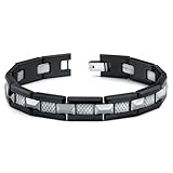 Black Ceramic Tungsten and Grey Carbon Fiber Combination link Bracelet for Men