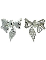 High Polished Sterling Silver 1 3/8 inch (35 mm) tall Ribbon Brooch Pin