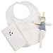 Elegant Baby Boy'S Christening Gift Set Includes 100% Cotton Bib, Wall Hanging Porcelain Cross & Bible. Gift Boxed