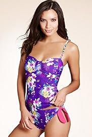 Tropical Floral Print Adjustable Straps Tankini Top