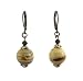 Earrings - E221 - Crystal and Ceramic Beads ~ Stripe Brown, Cream, Black