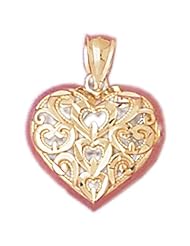 Dazzlers Solid 14k Gold 3D Heart Charm Pendant Available in three colors from jewelsberry (weights: 2 grams only)