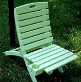 Seafoam Green Cypress Wood Folding Outdoor Chair with Beverage Cup Holder