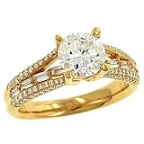 Ladies 3 Row Pave and Channel Baguette Engagment Ring