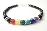 Sterling Silver Black Tourmaline Chakra Bracelets: Chakra Balancing Crystal Healing Metaphysical Properties Spiritual Jewelry