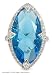 Gemstone CZ Rings - Big Sterling Silver Almond Shaped Aqua CZ Ring