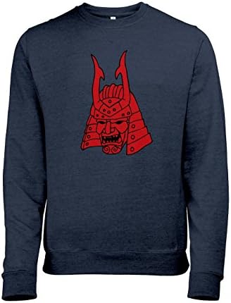 Samurai Helmet Japanese Heather Sweatshirt - Heather Navy Small (34/36")