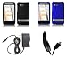 HTC ThunderBolt (Verizon) Premium Combo Pack - 2 Hard Rubberized Cover Cases (Black, Blue) + FREE Atom LED Keychain Light + Wall Charger + Car Charger