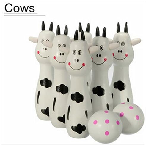 Mingyaa Wooden Bowling Ball Skittle Game Cute Animal Shape For Kids Children Toys Gift