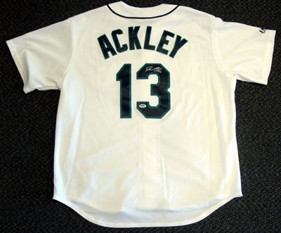 Dustin Ackley Autographed/Hand Signed Seattle Mariners White Jersey PSA/DNA RookieGraph